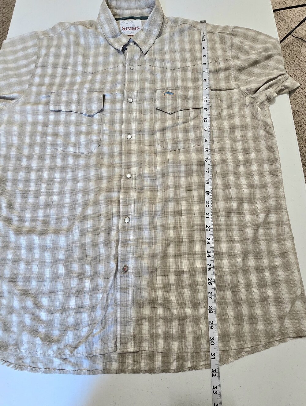 Simms Men's Big Sky Long Sleeve Shirt Tan Plaid XXL Fishing Outdoor - Picture 5 of 10